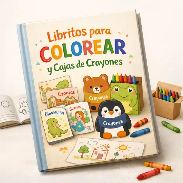 Libritos para Colorear y Cajas de Crayones